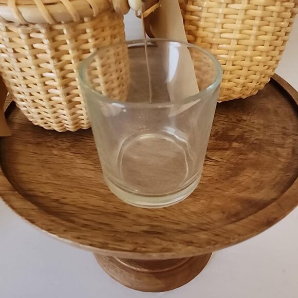 2-Nantucket Basket Miniature Mini 3” Round Swing Handle Glass Votive Holder - Picture 4 of 4